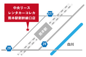 熊本駅新幹線口店　営業所マップ　熊本中央リース